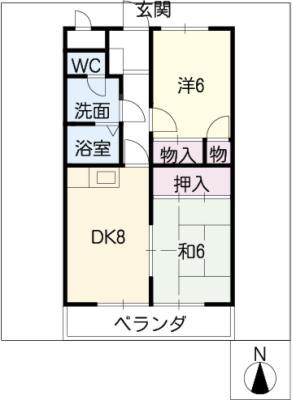 ダイアヒルズ平和I(2DK/1階)の間取り写真