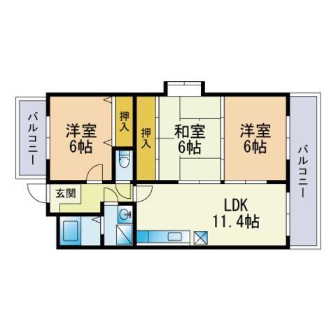 クレール・コモⅡ(3LDK/2階)の間取り写真