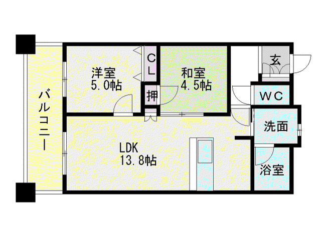 アメックス博多102プレミアム(2LDK/12階)の間取り写真