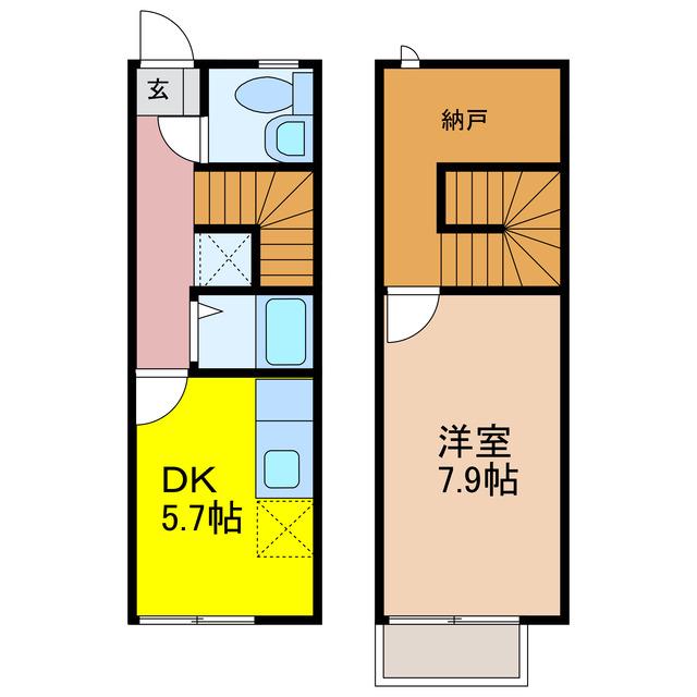 リースランド溝陸(1SDK/1階)の間取り写真