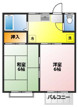 コーポ武蔵野(2DK/2階)の間取り写真