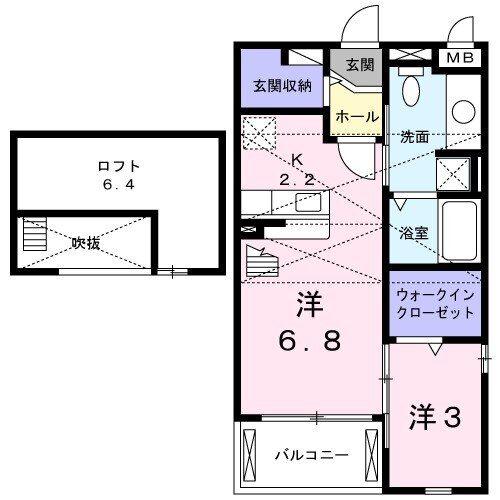 プリンス北伊丹(1LDK/2階)の間取り写真