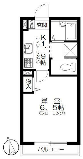 アンビエンス(1K/1階)の間取り写真
