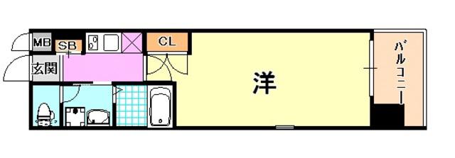 エスライズ新神戸(1K/10階)の間取り写真