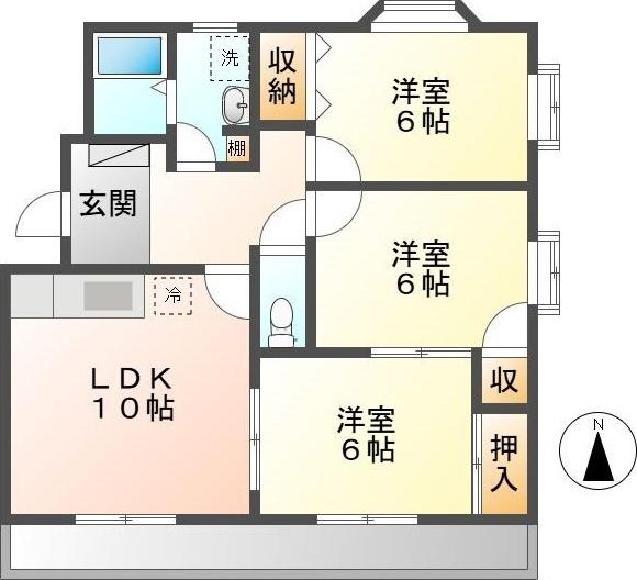 サクセス(3LDK/2階)の間取り写真
