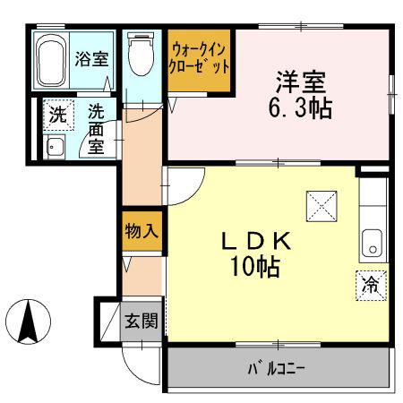 ソレーユ豊玉 II棟(1LDK/1階)の間取り写真