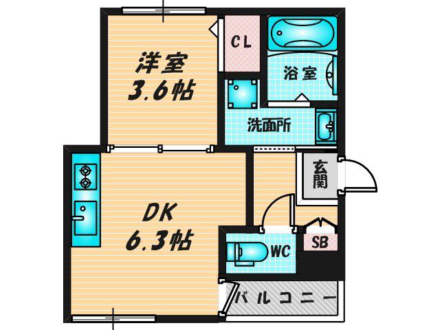 OEILLET(1DK/1階)の間取り写真