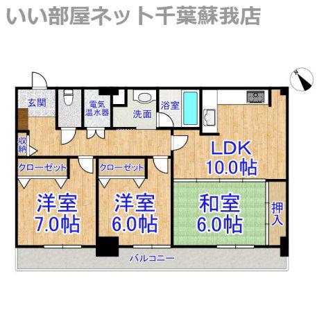 オーシャンビュー壱番館(3LDK/13階)の間取り写真