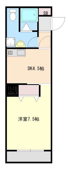FUKUE BLD(1DK/1階)の間取り写真
