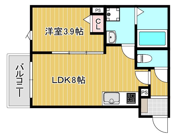 KIT石橋阪大前(1LDK/3階)の間取り写真