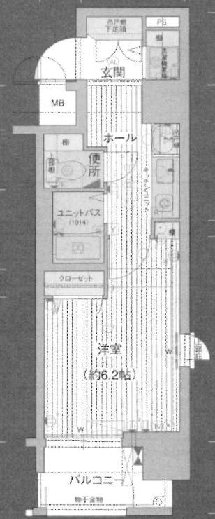 プレサンス大手前パークサイドII(1K/2階)の間取り写真
