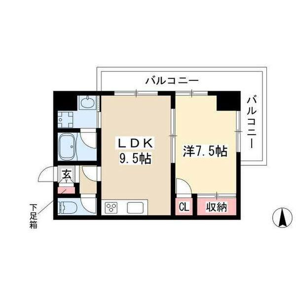 ゴールドハイツ渡辺(1LDK/3階)の間取り写真