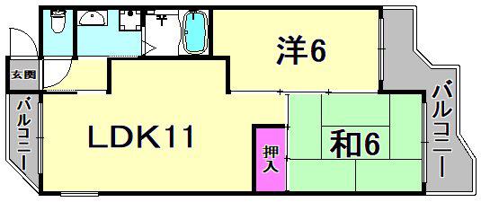 ハイツラセーヌ(2LDK/2階)の間取り写真