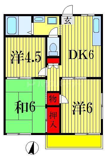 エクレールA棟(3DK/1階)の間取り写真