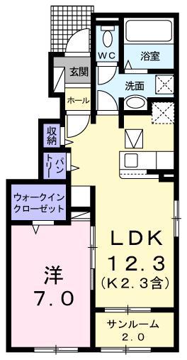 ＪＲ青梅線 河辺駅 徒歩21分 2階建 築5年(1LDK/1階)の間取り写真