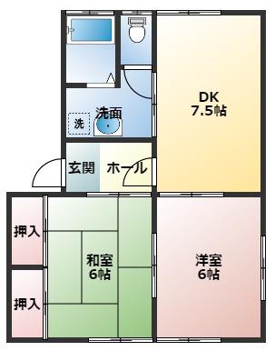 グリーンコーポ植木II(2DK/2階)の間取り写真