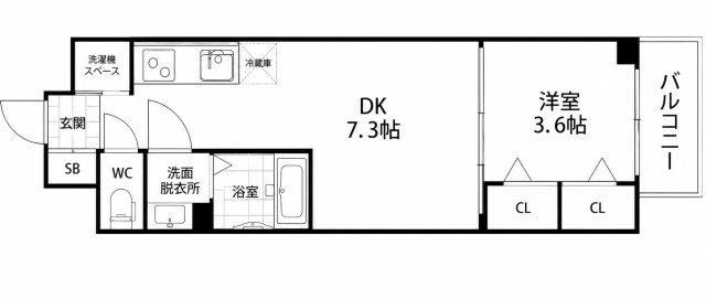 ベラジオレガシー葛野大路八条(1DK/2階)の間取り写真