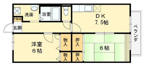 カーサ ブレッサ(2DK/1階)の間取り写真