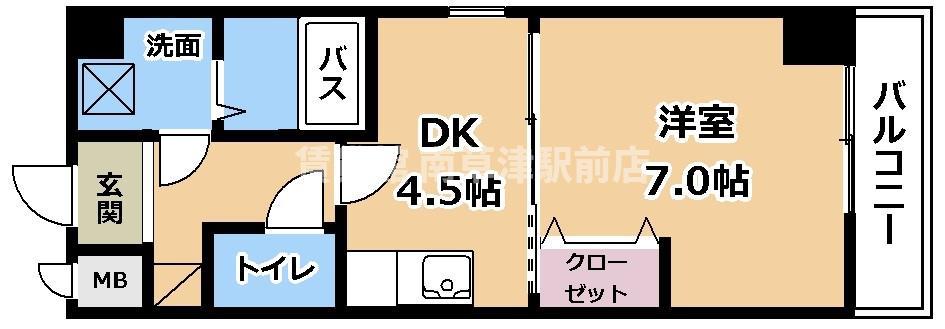 SAWARABI ヨツバ(1DK/8階)の間取り写真