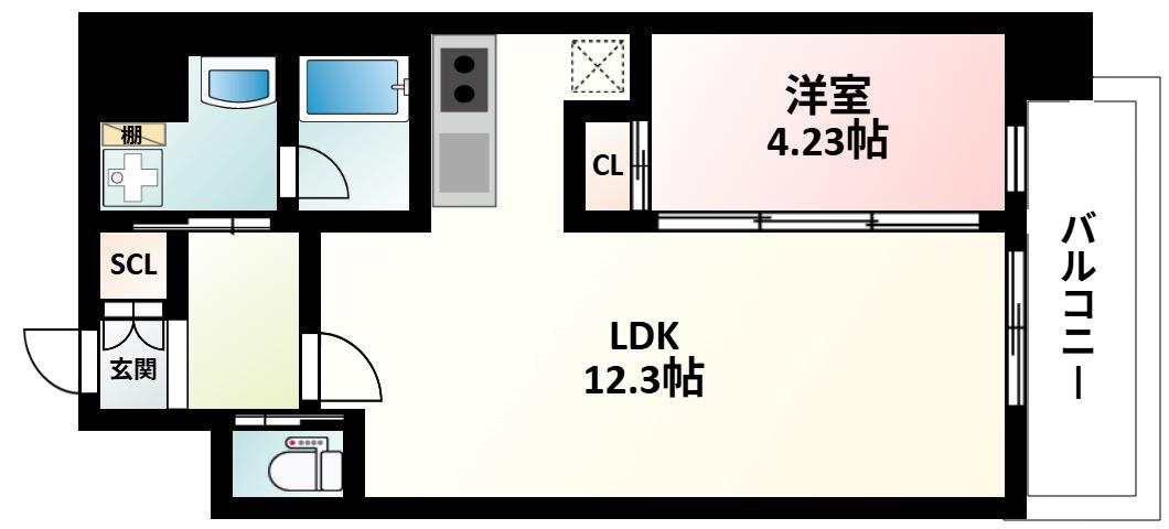 プレジオ西中島ASIAN(1LDK/2階)の間取り写真