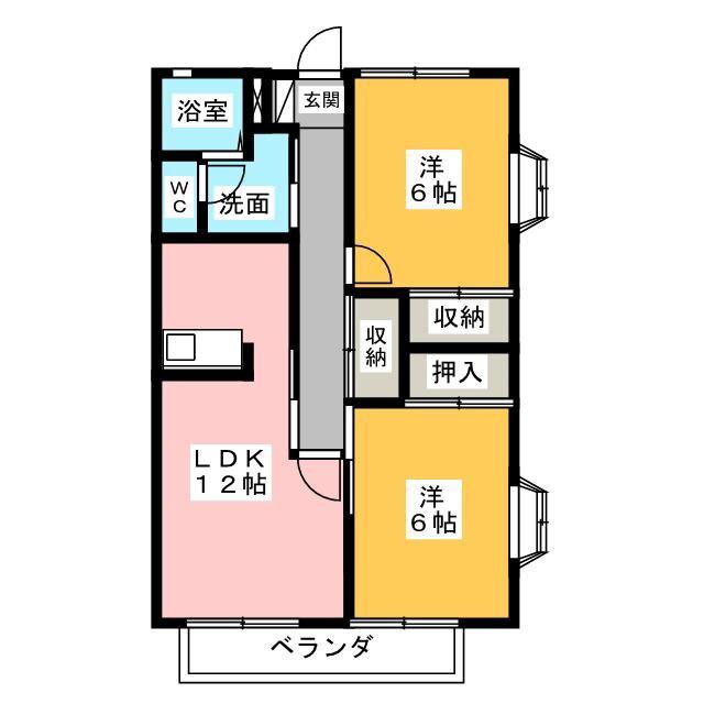グランサム宮島(2LDK/2階)の間取り写真