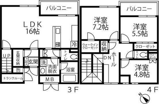 OASISPREMIER GARDEN VILLA(3LDK/3階)の間取り写真