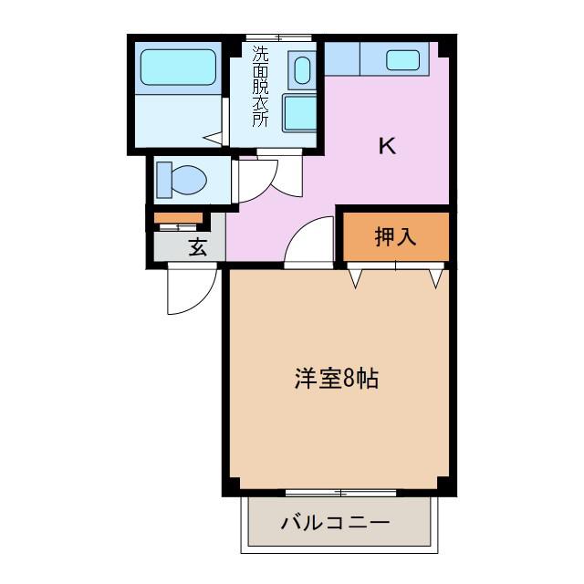 ベルベットK II(1K/1階)の間取り写真