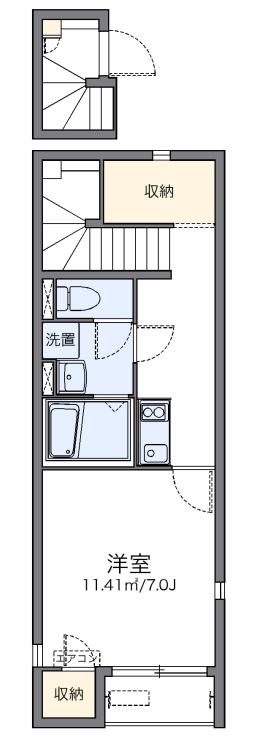 東急世田谷線 西太子堂駅 徒歩4分 2階建 築12年(1K/2階)の間取り写真