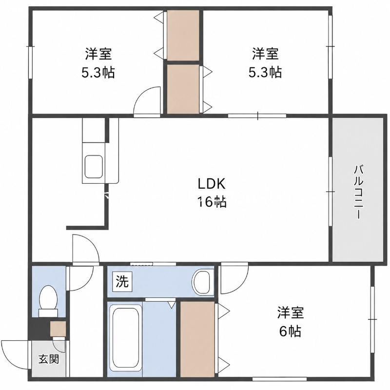 RITZ GRANDE 伏古(3LDK/3階)の間取り写真