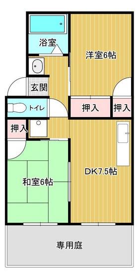烏城コーポE(2DK/2階)の間取り写真