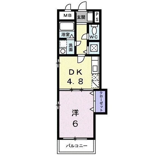CASA GIALLA(1DK/3階)の間取り写真
