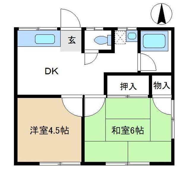 五十嵐ハイツ(2DK/2階)の間取り写真