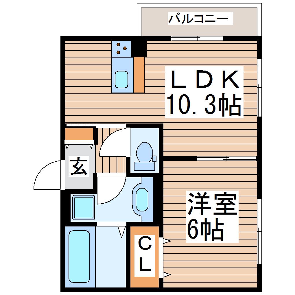 ラウム上杉(1LDK/3階)の間取り写真