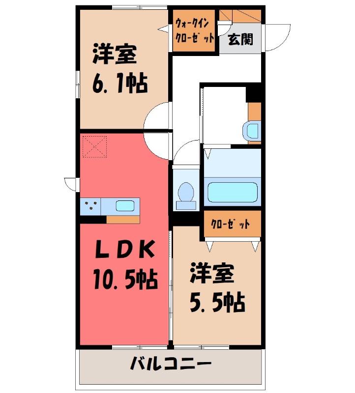 クラリーチェ(2LDK/2階)の間取り写真