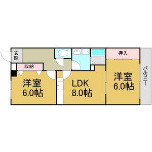 大野木ビラ(2LDK/2階)の間取り写真