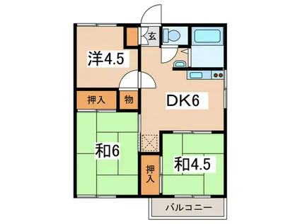 オレンジハイツA棟(3DK/2階)の間取り写真