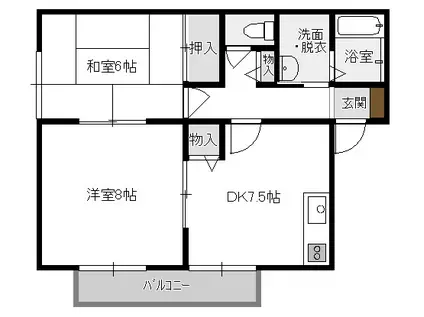 サンガーデンTOYANO B棟(2DK/2階)の間取り写真