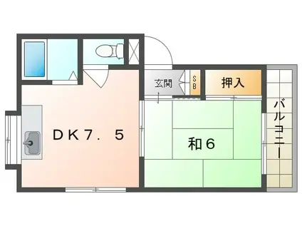 大京寿町マンション(1DK/3階)の間取り写真