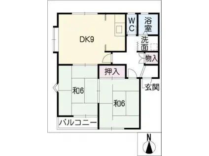 サンパーク又木(2DK/2階)の間取り写真