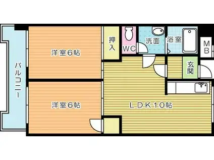 レジデンス鋲賀(2LDK/2階)の間取り写真
