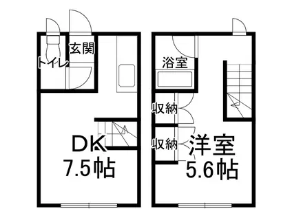 ＪＲ根室本線 帯広駅 徒歩53分 1階建 築31年(1DK/1階)の間取り写真