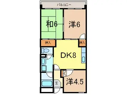 ステーブル荒木(3DK/3階)の間取り写真