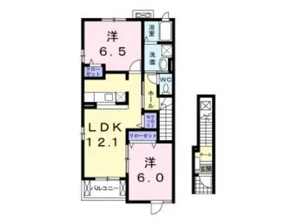 エクセル三ノ宮A・B・C(2LDK/2階)の間取り写真