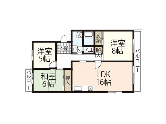 鈴が峰第47号棟(3LDK/3階)の間取り写真