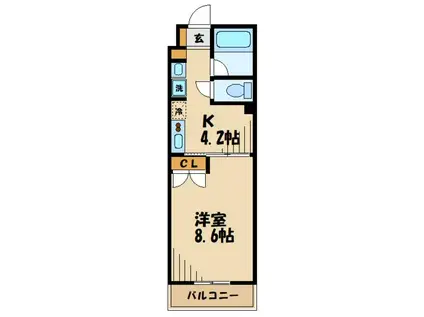 ラコリッタカラスヤマ(1K/1階)の間取り写真