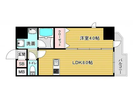 エステムコート大阪福島ルアーナ(1LDK/4階)の間取り写真