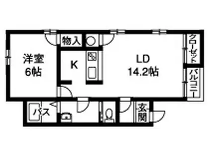 ジュピター(1LDK/1階)の間取り写真