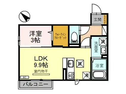 D-R宮原 II(1LDK/1階)の間取り写真