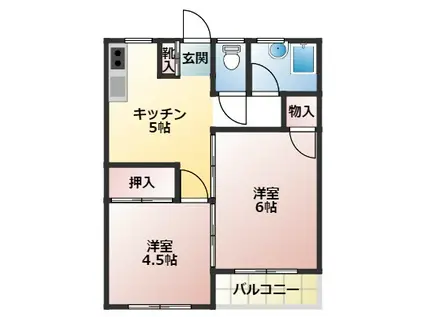 岩崎アパート(2DK/1階)の間取り写真