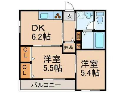 サン穂高(2DK/2階)の間取り写真